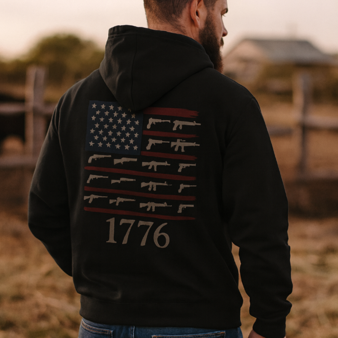 1776 Rifle Flag Hoodie
