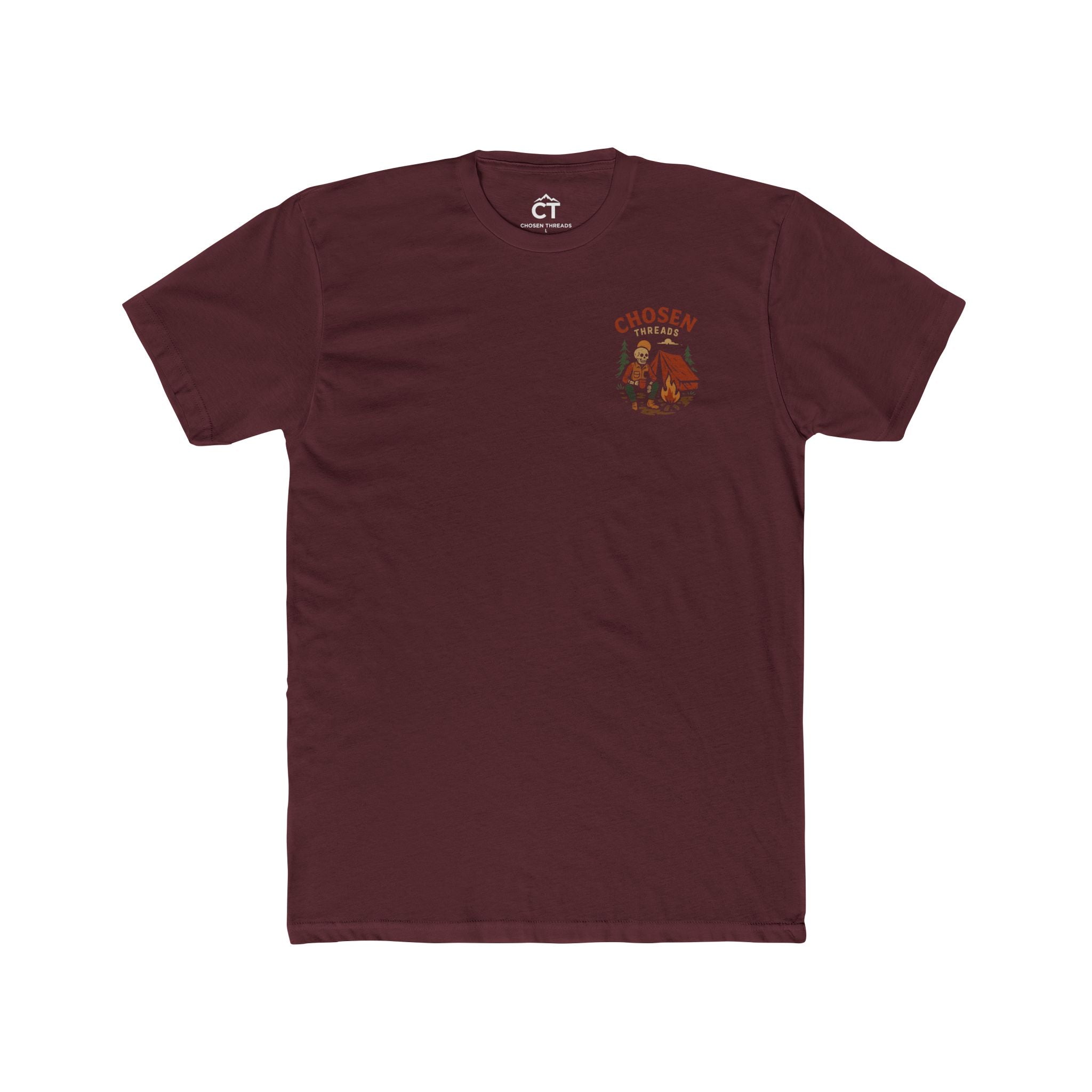 Camping Skeleton Graphic Tee — "Chosen Threads" Retro Campfire T‑Shirt