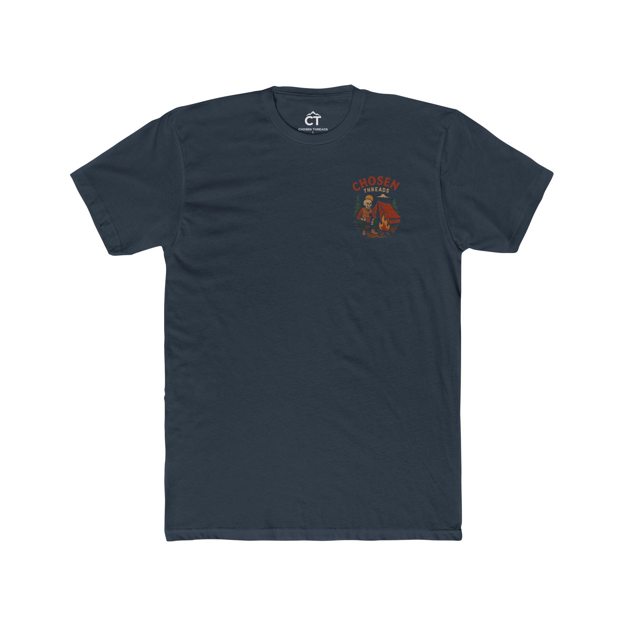 Camping Skeleton Graphic Tee — "Chosen Threads" Retro Campfire T‑Shirt