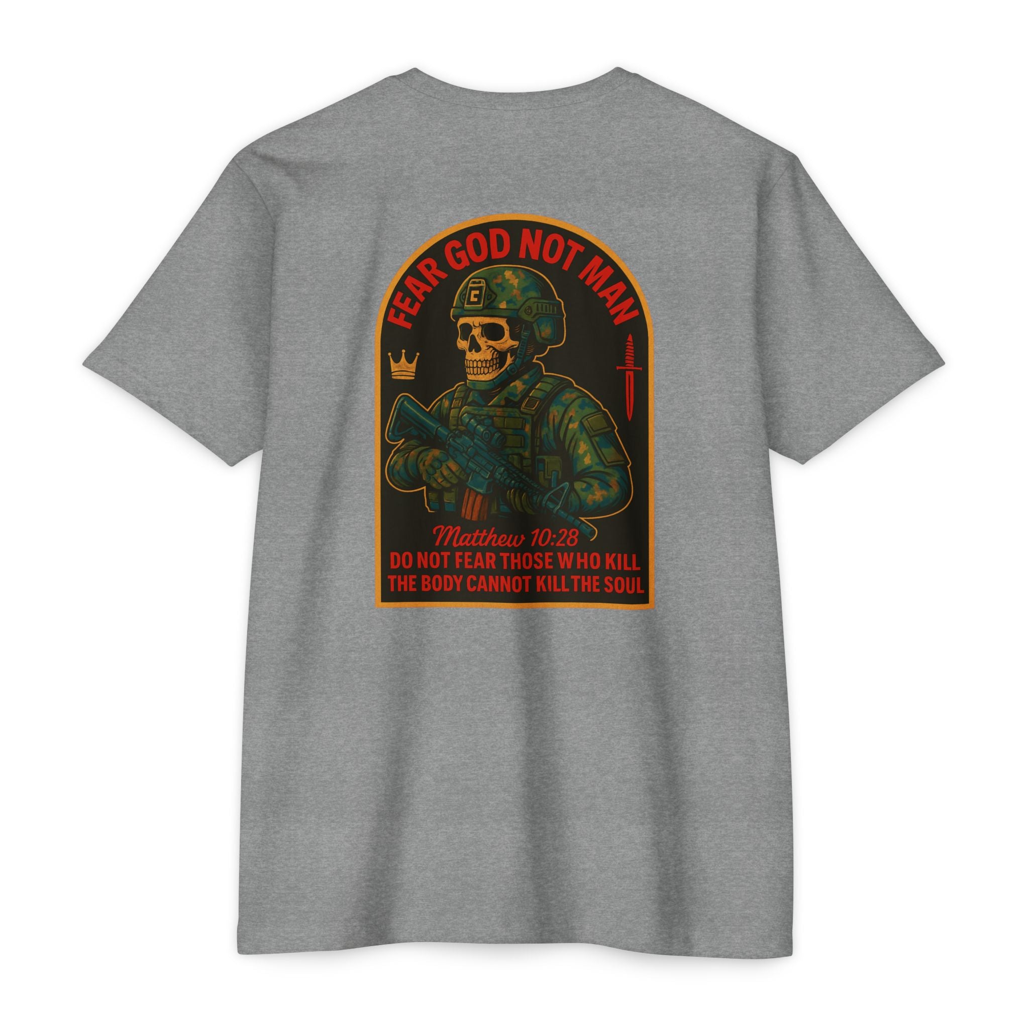 Fear God Not Man T-Shirt – Christian Military Skull Graphic