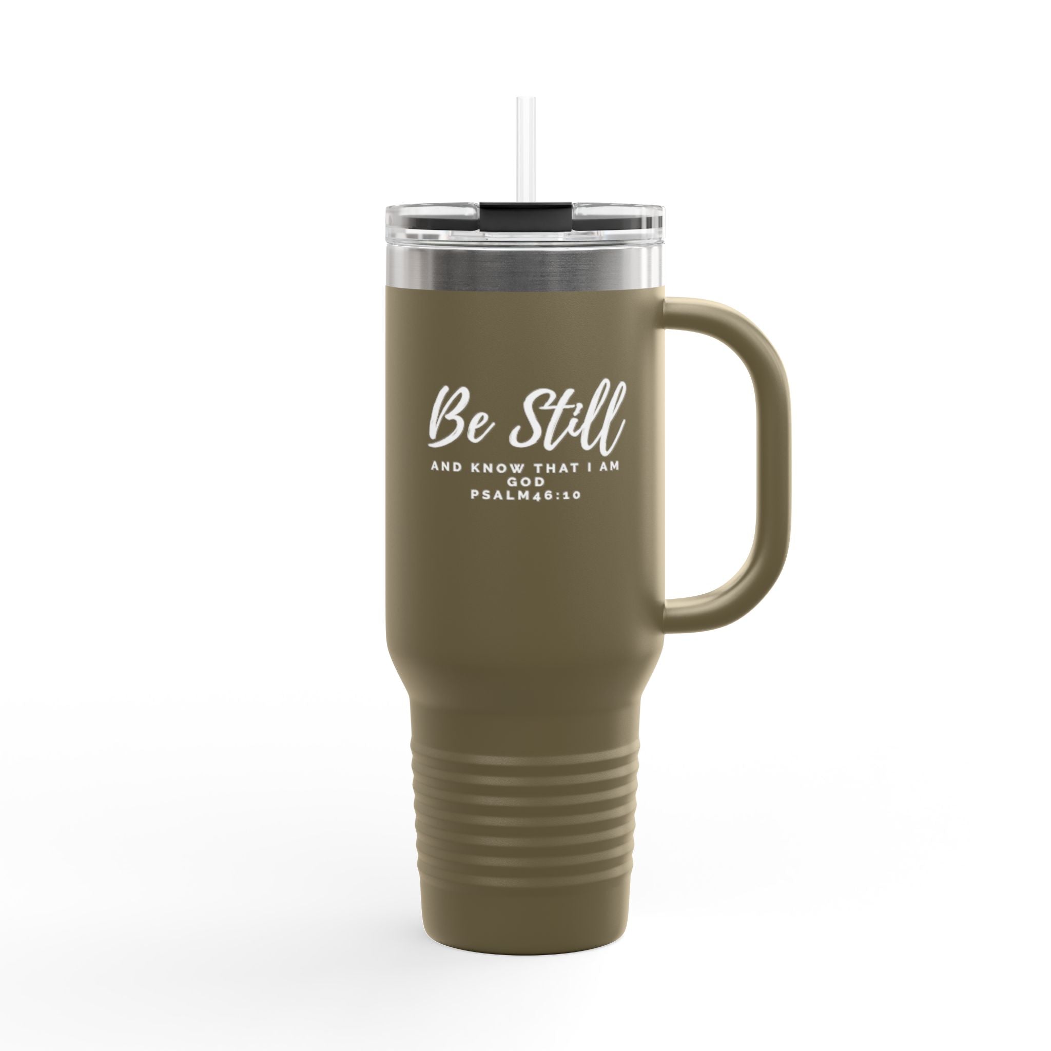 Be Still 40oz Insulated Stainless Tumbler with Straw (Psalm 46:10)