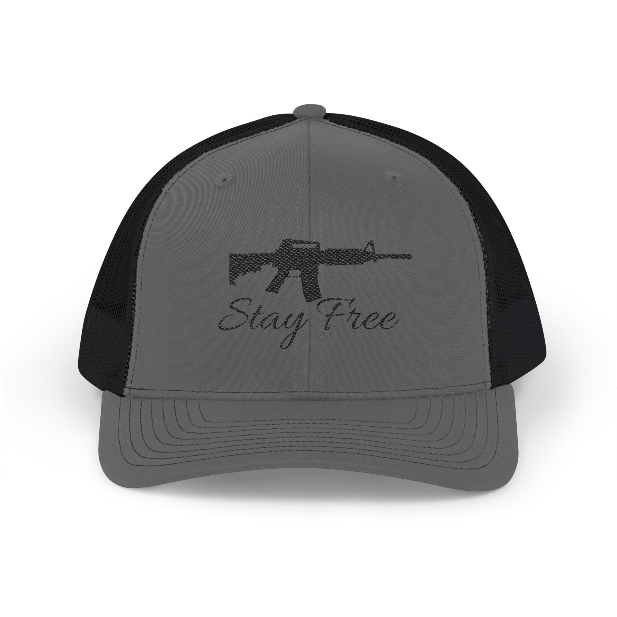 Embroidered 'Stay Free' Rifle Trucker Cap