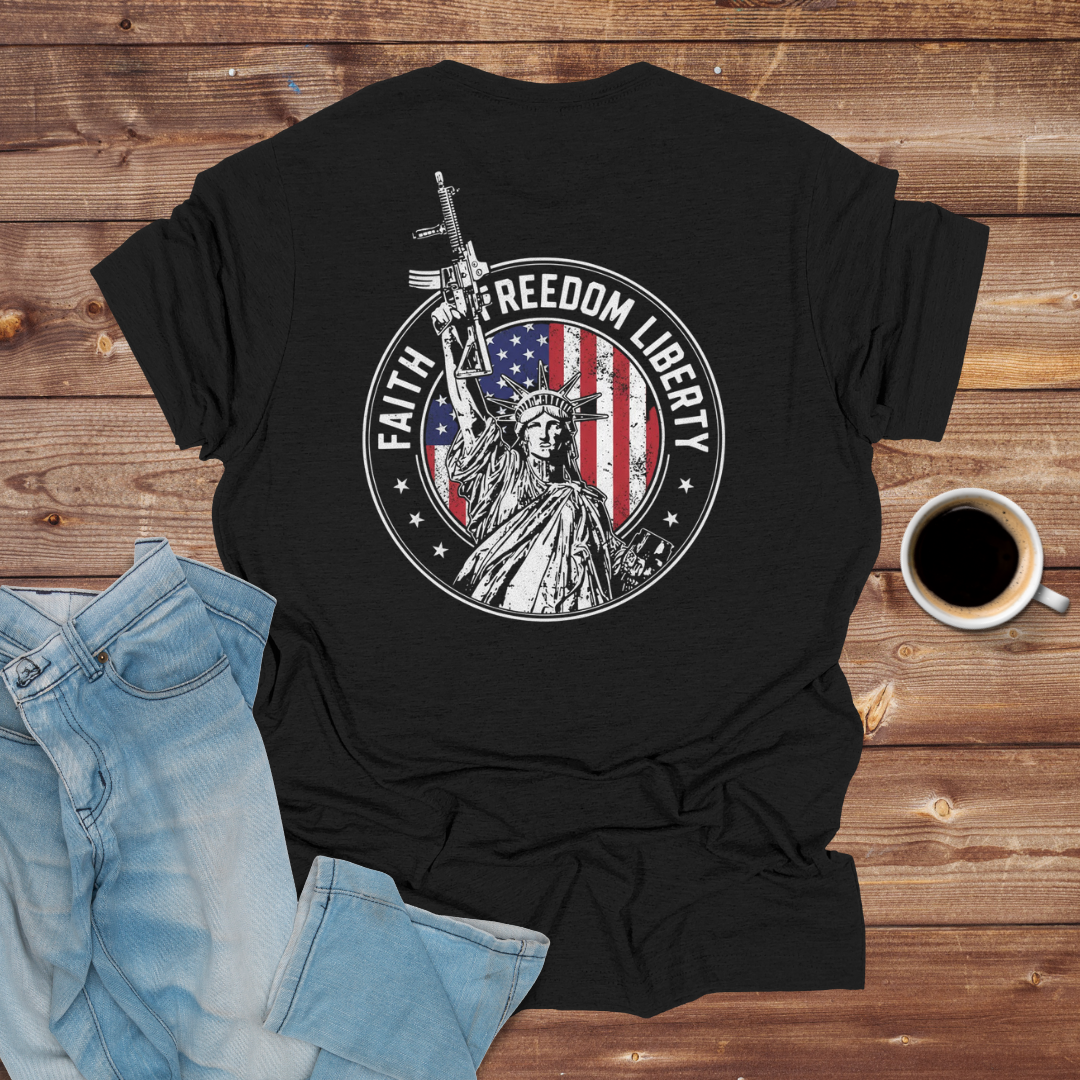 Faith Freedom Liberty Emblem T-Shirt