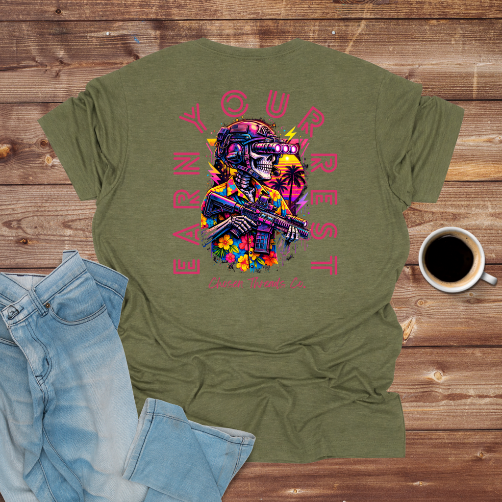 Earn Your Rest' Retro Skull T-Shirt