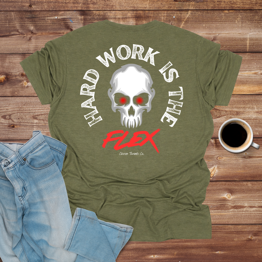 Skull 'Hard Work Is The Flex' Graphic T-Shirt