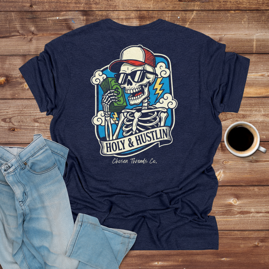 Holy & Hustlin' Skeleton Graphic T-Shirt