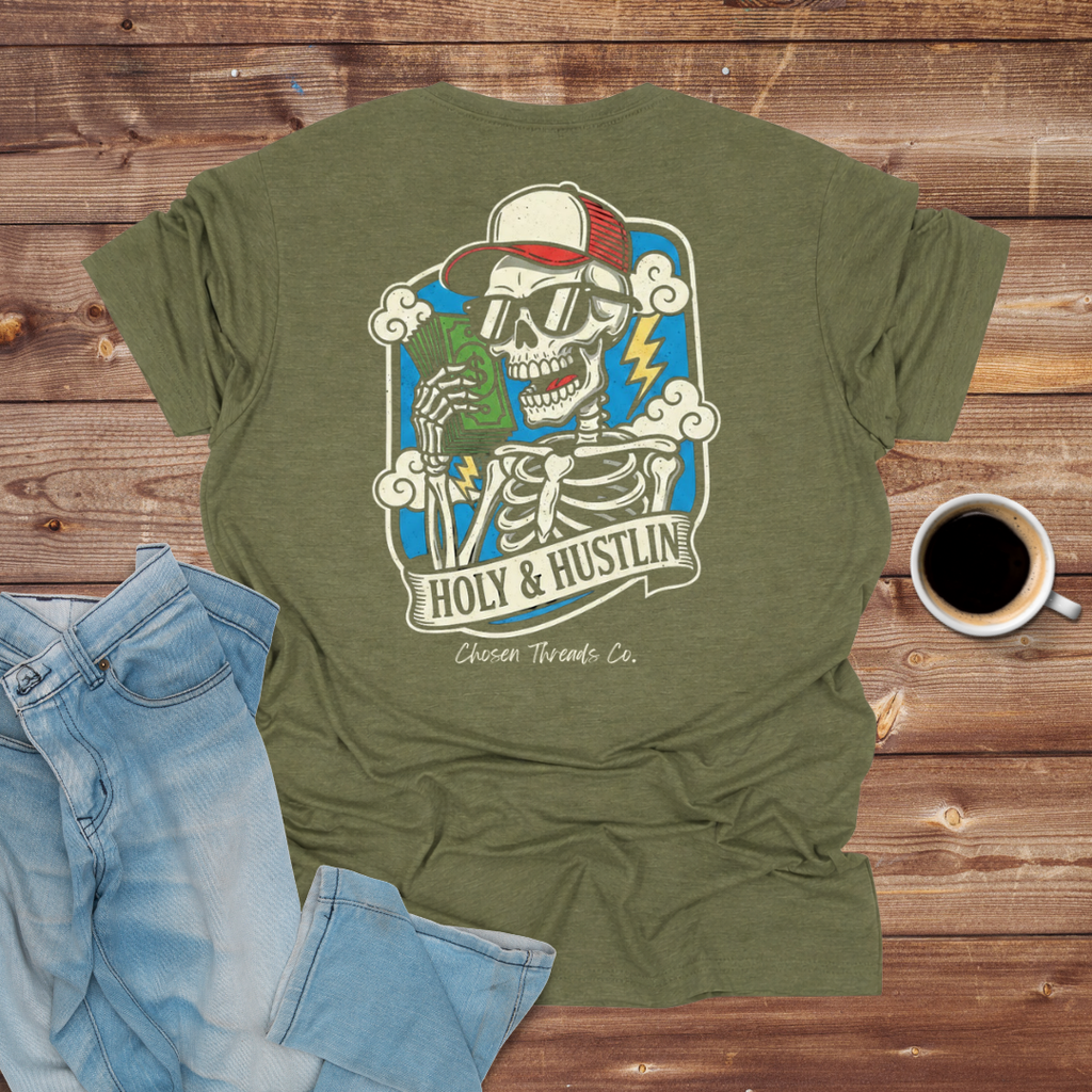 Holy & Hustlin' Skeleton Graphic T-Shirt