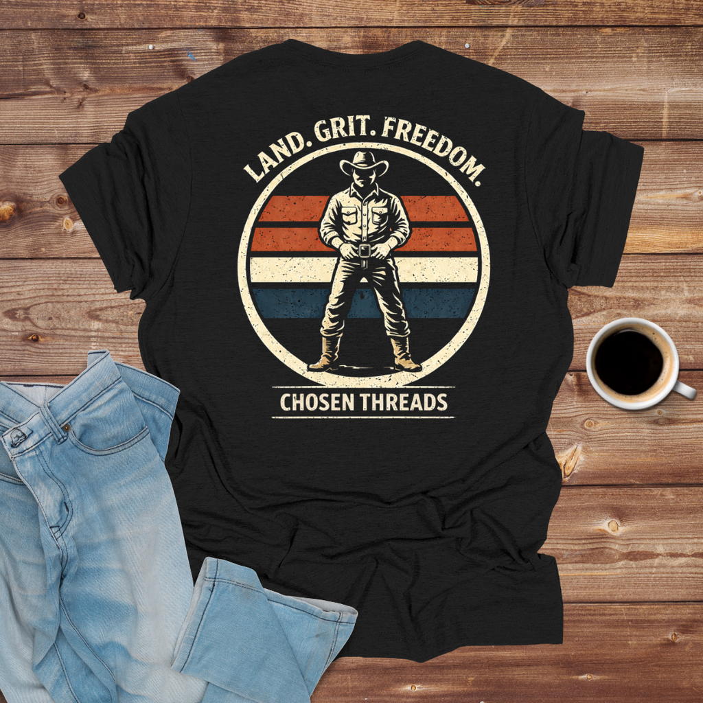 Land. Grit. Freedom. Cowboy T-Shirt
