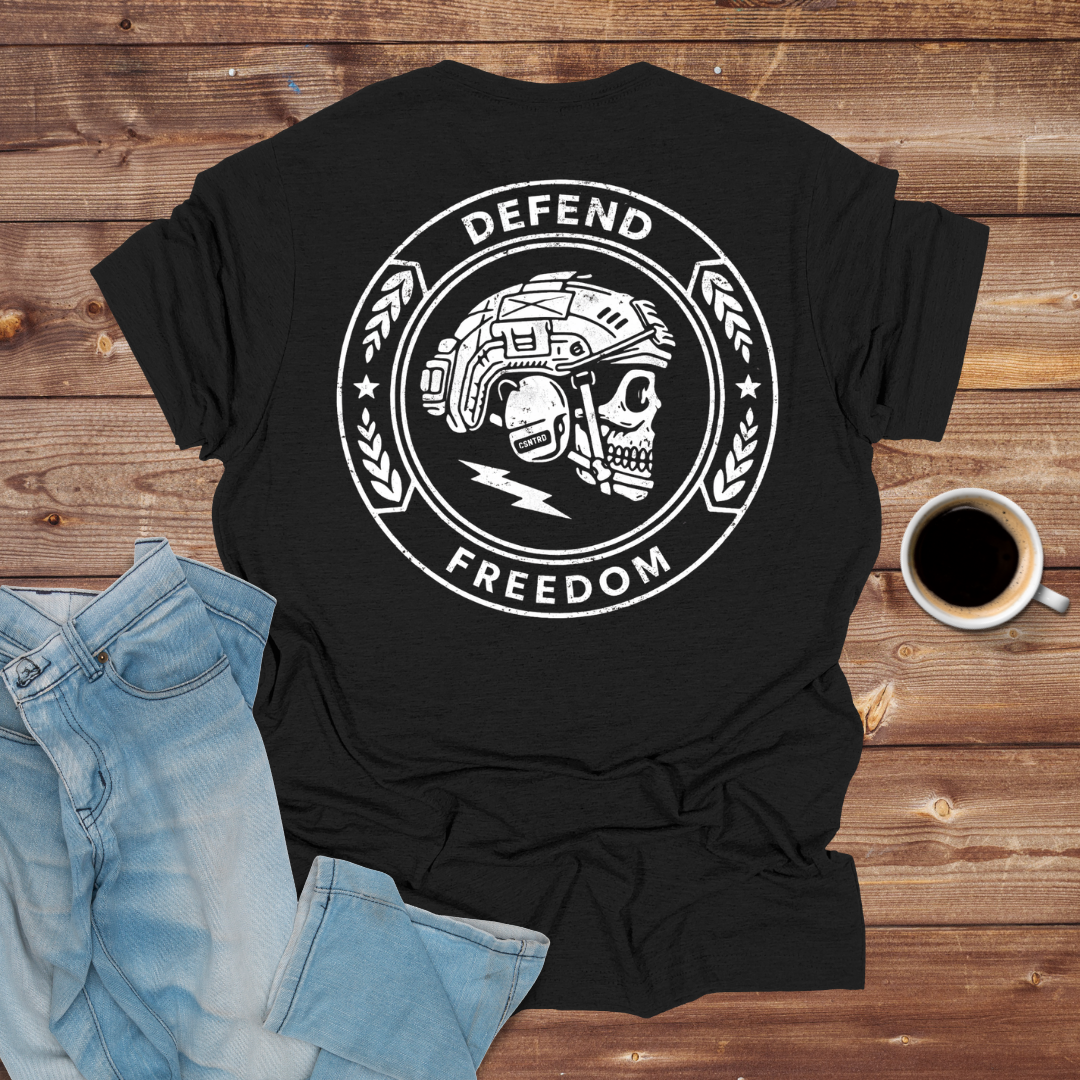 Defend Freedom Skull Helmet T-Shirt