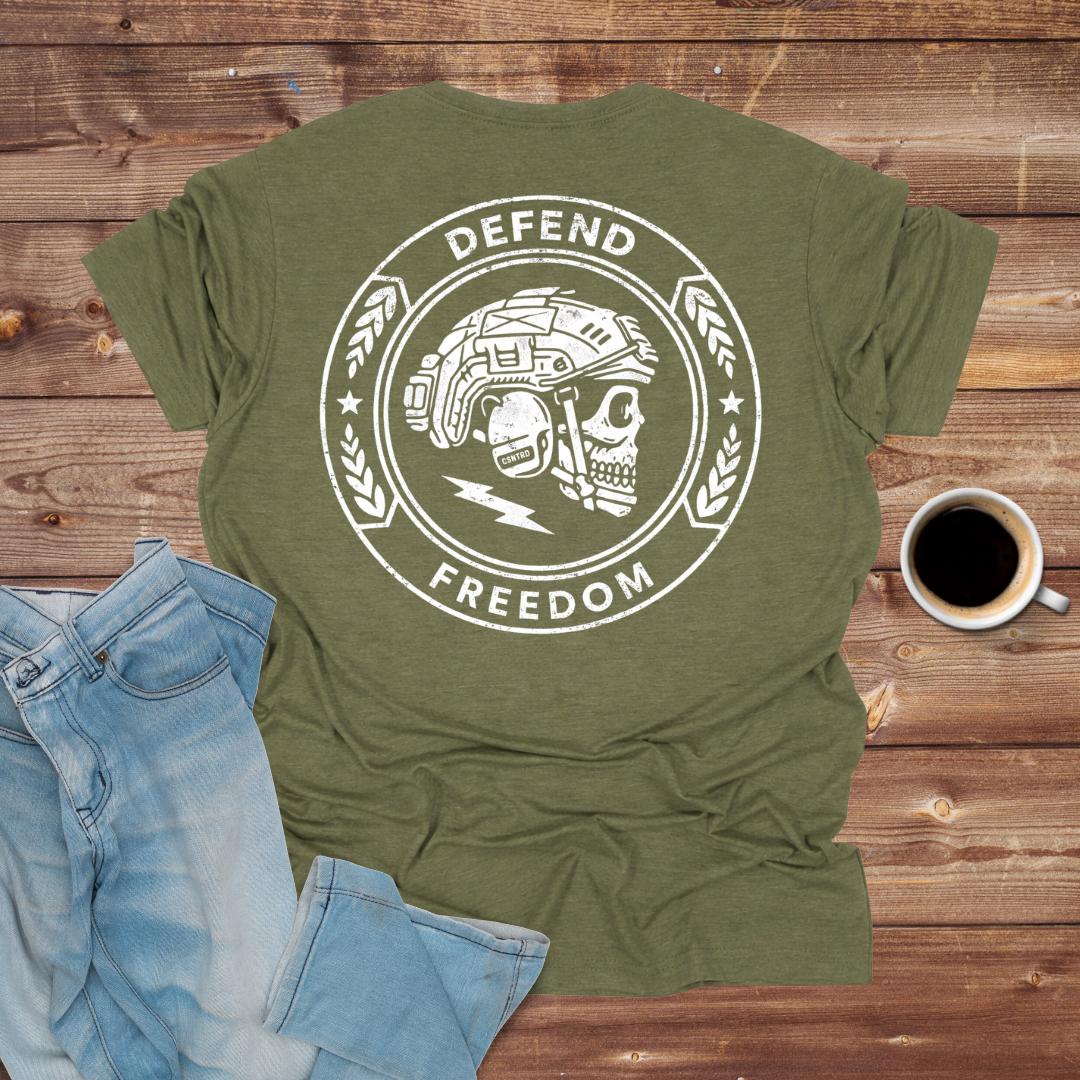 Defend Freedom Skull Helmet T-Shirt