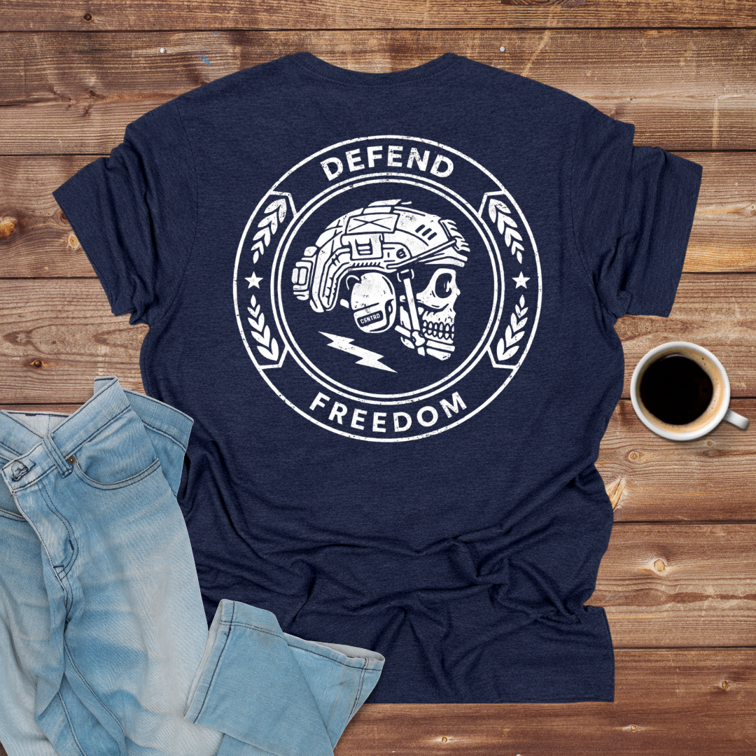 Defend Freedom Skull Helmet T-Shirt