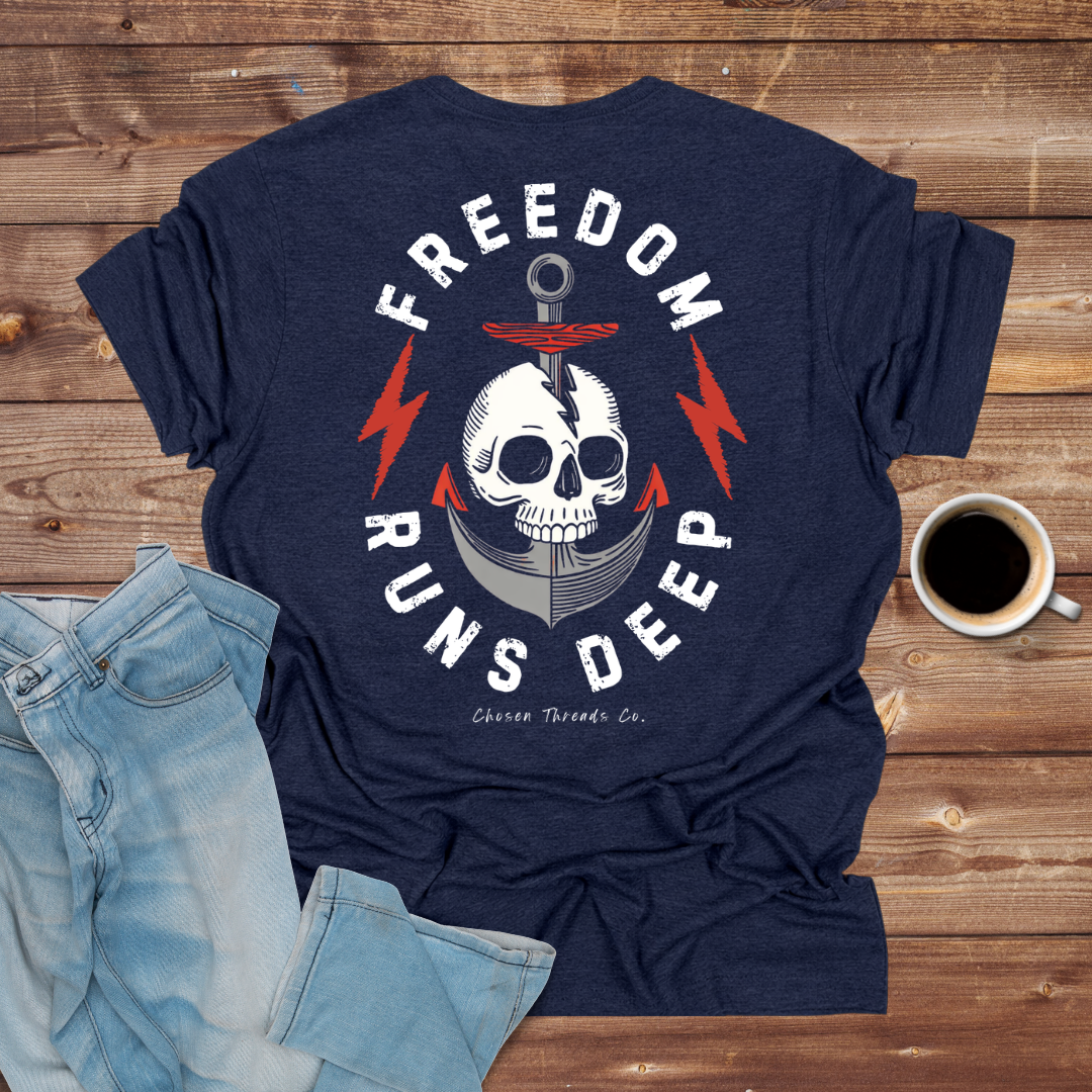 Freedom Runs Deep Skull Anchor T-Shirt