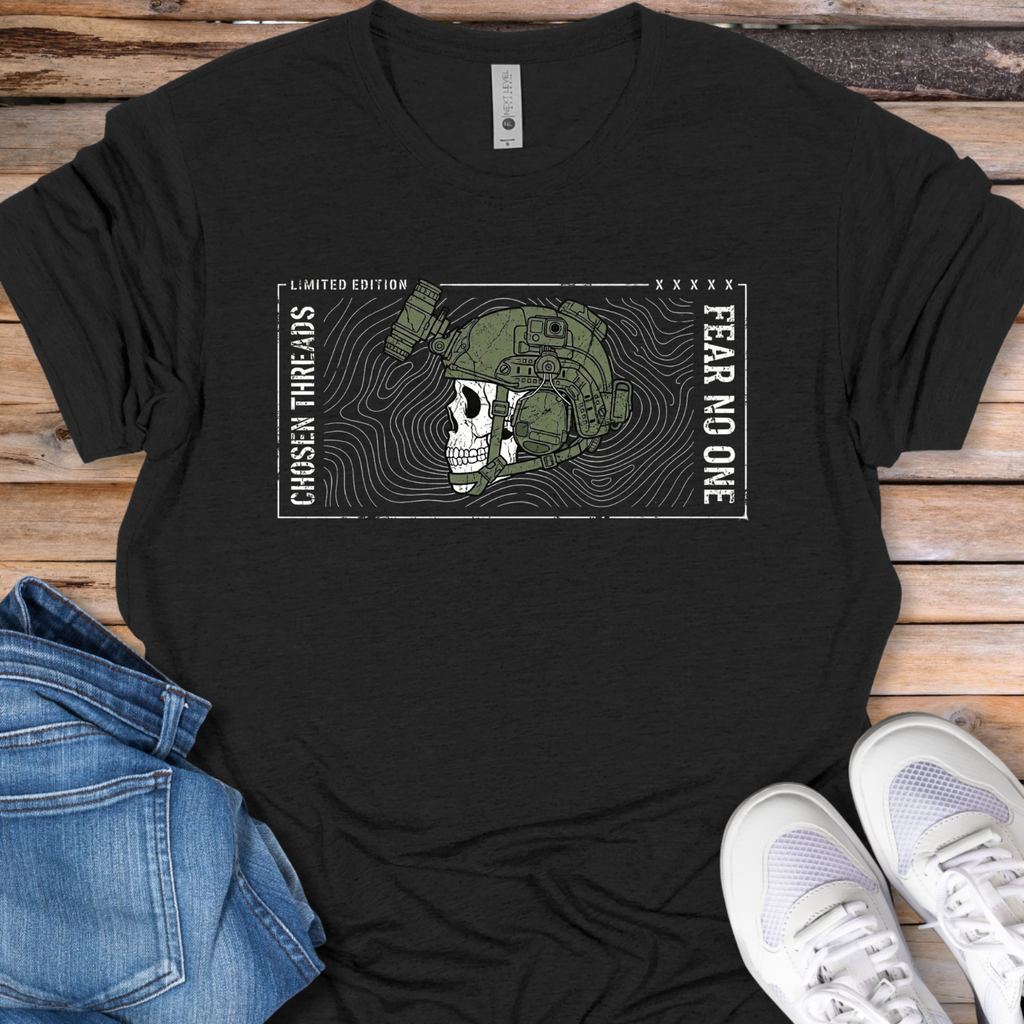 Fear No One Skull Helmet T-Shirt