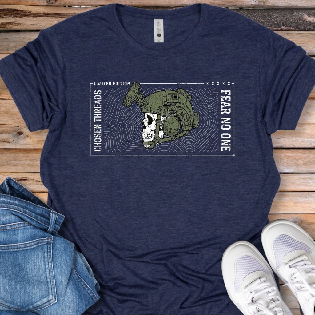 Fear No One Skull Helmet T-Shirt