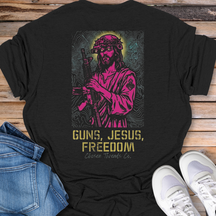 Guns, Jesus, Freedom Graphic T-Shirt