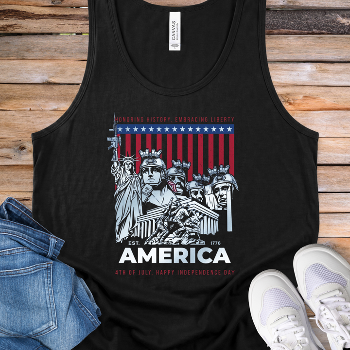 America Statue of Liberty &amp; Presidents Tank Top