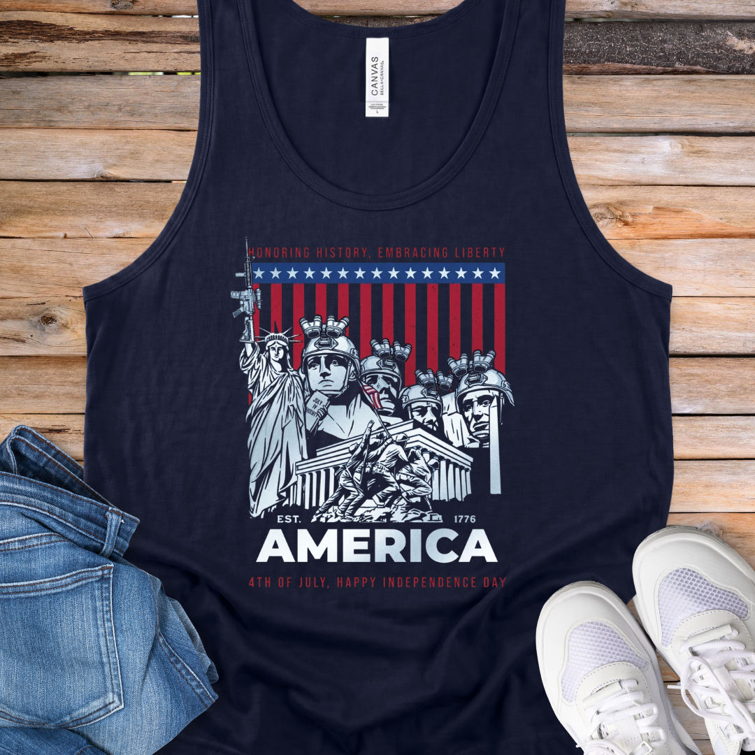America Statue of Liberty &amp; Presidents Tank Top