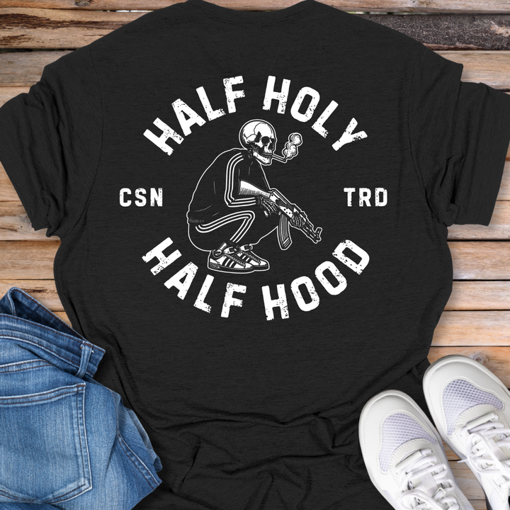 Half Holy Half Hood Skull T-Shirt