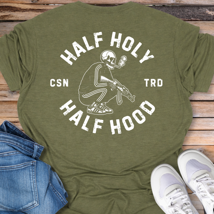 Half Holy Half Hood Skull T-Shirt