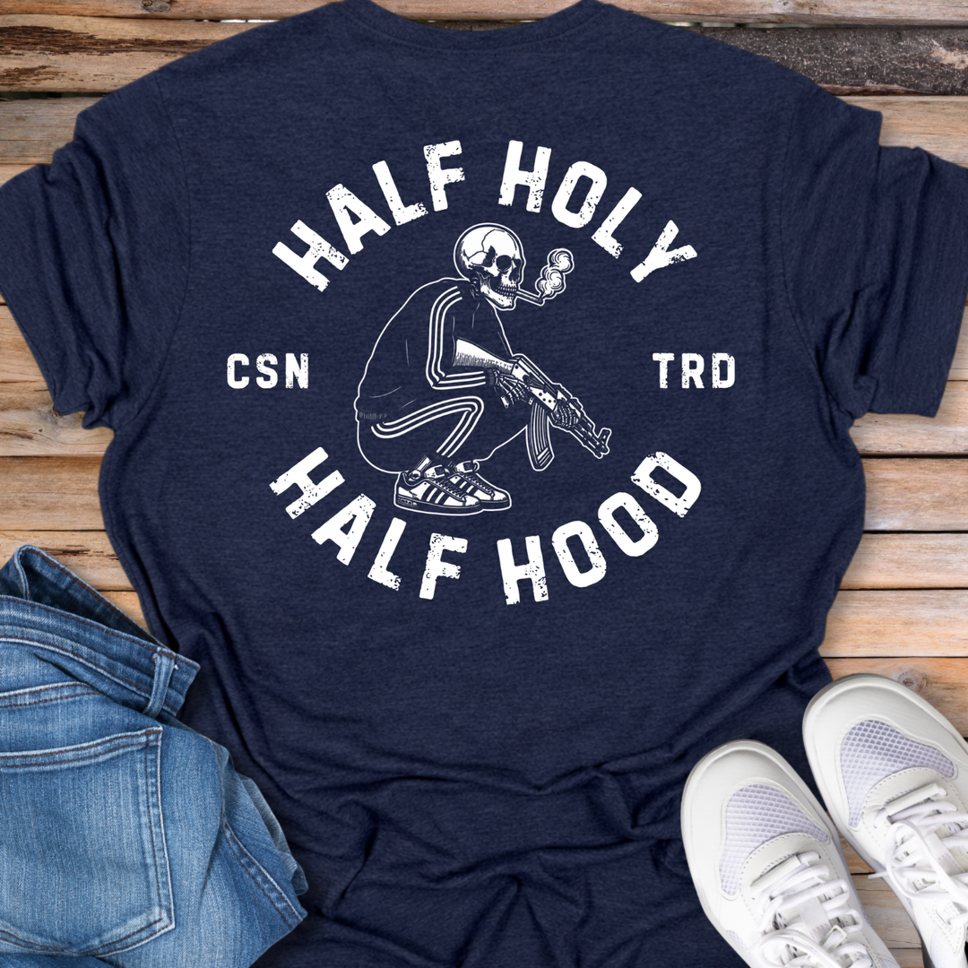 Half Holy Half Hood Skull T-Shirt