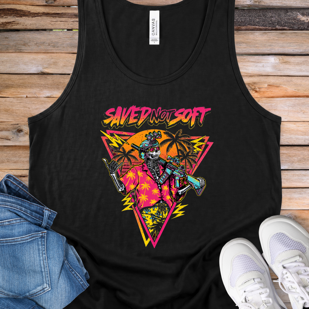 Retro Saved Not Soft Neon Tank Top
