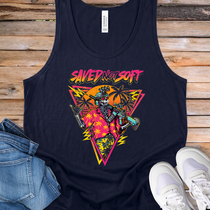 Retro Saved Not Soft Neon Tank Top