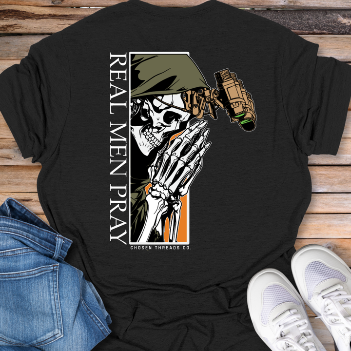 Real Men Pray Skull T-Shirt