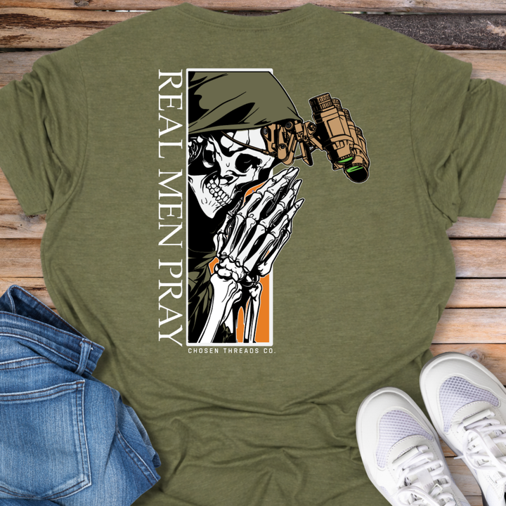 Real Men Pray Skull T-Shirt