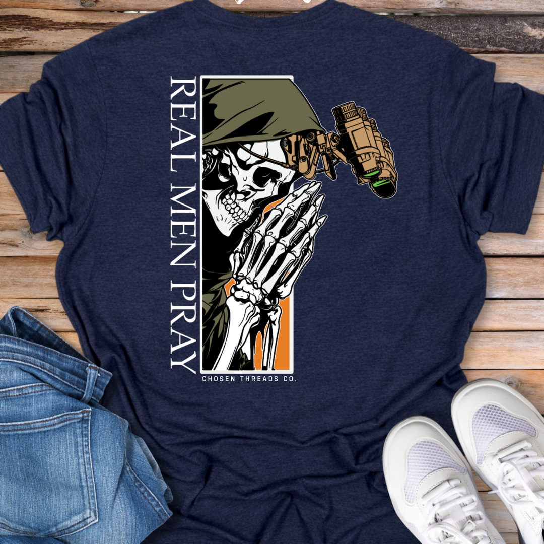 Real Men Pray Skull T-Shirt