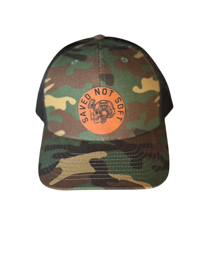 Camo Saved Not Soft Snapback Hat