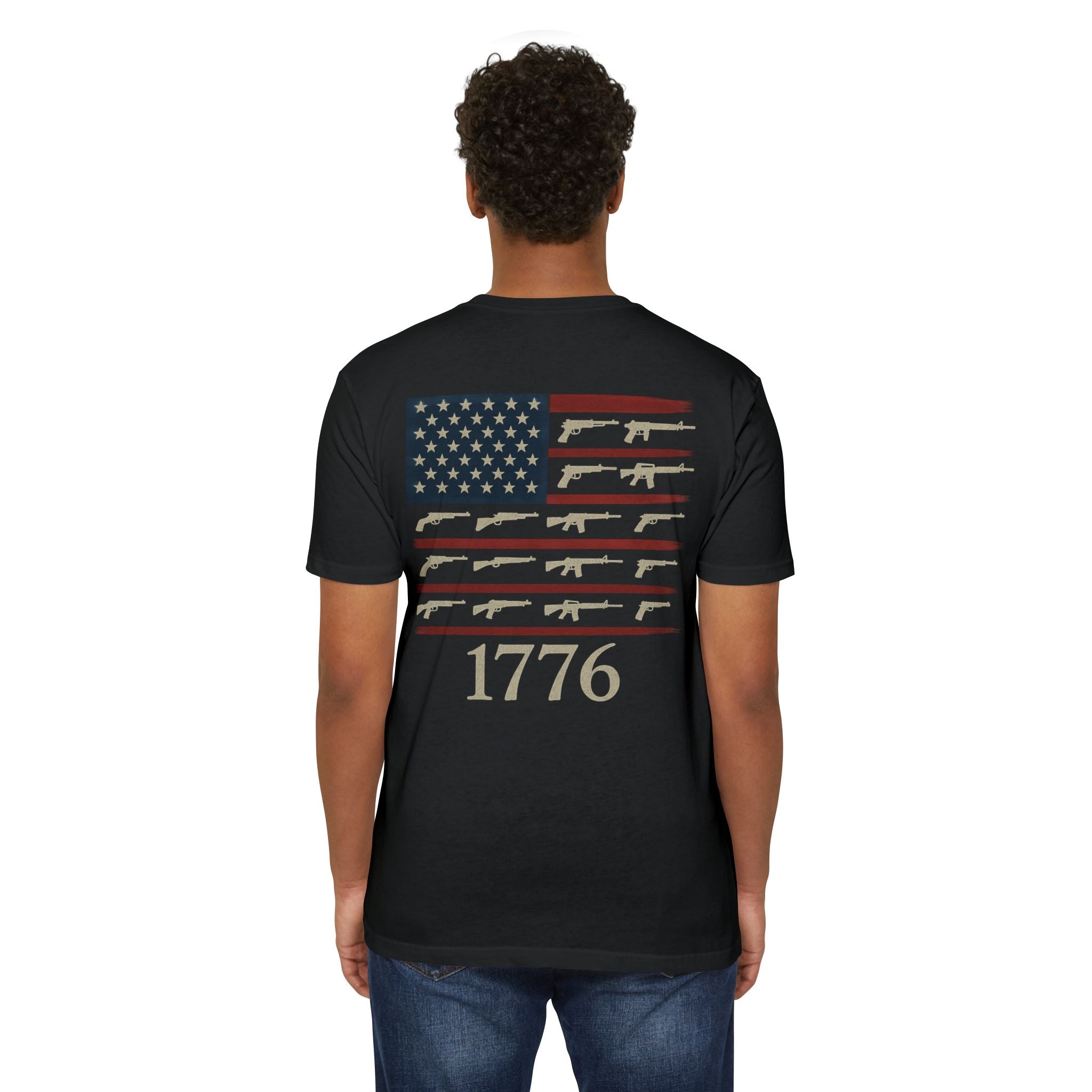 1776 Rifle Flag T-Shirt — "We the People" Patriotic Gun Rights Tee