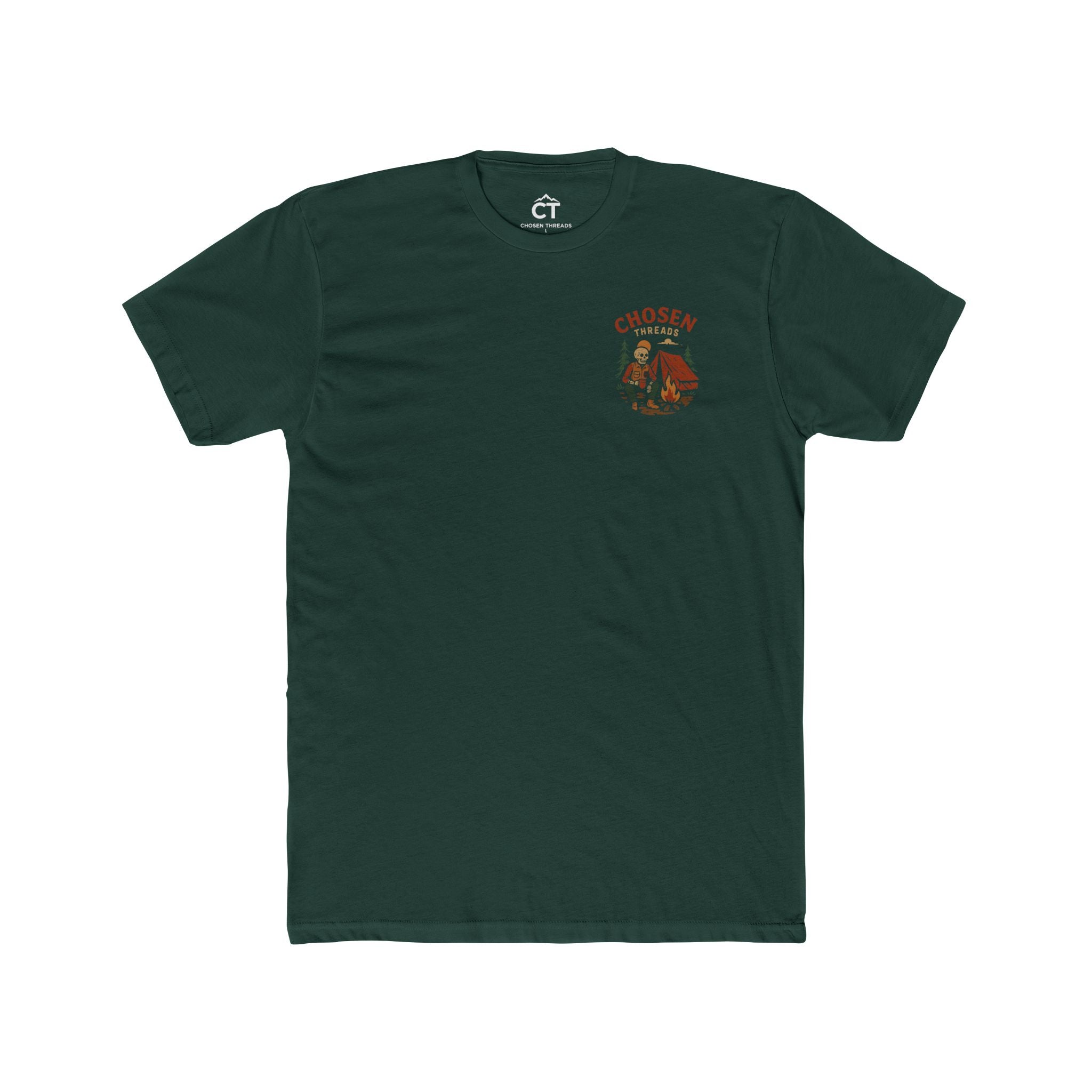 Camping Skeleton Graphic Tee — "Chosen Threads" Retro Campfire T‑Shirt