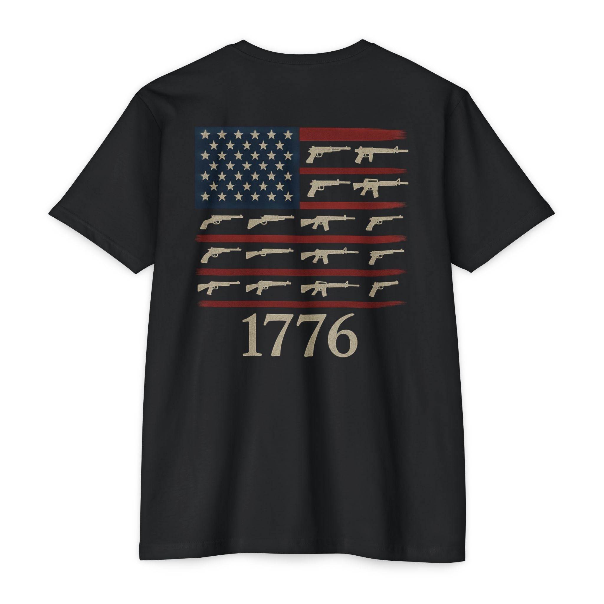 1776 Rifle Flag T-Shirt — "We the People" Patriotic Gun Rights Tee