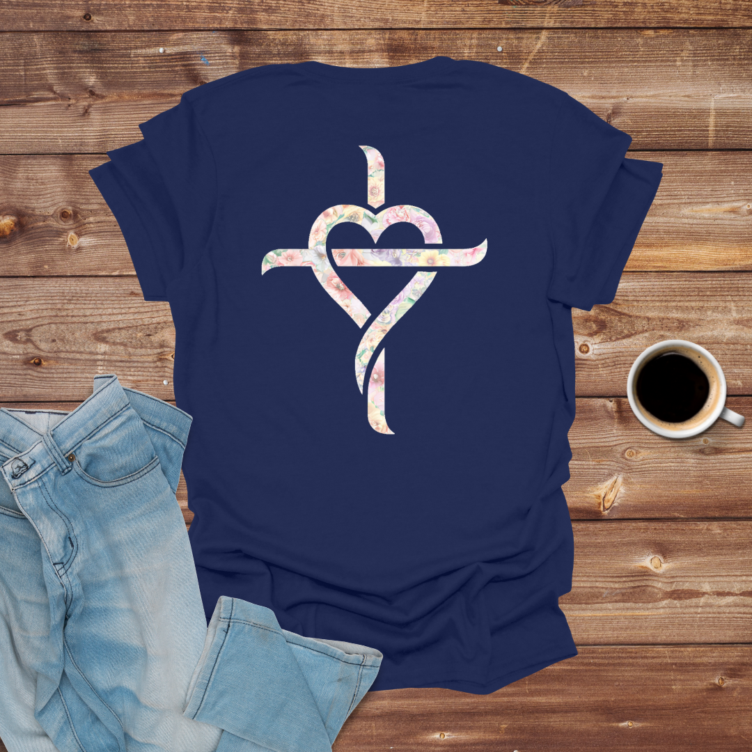 Floral Heart Cross T-Shirt