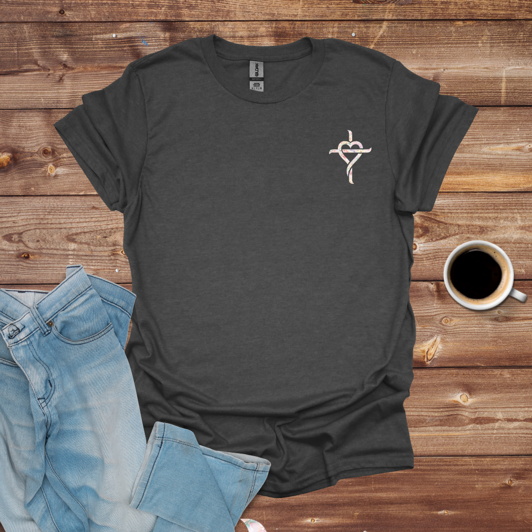 Floral Heart Cross T-Shirt