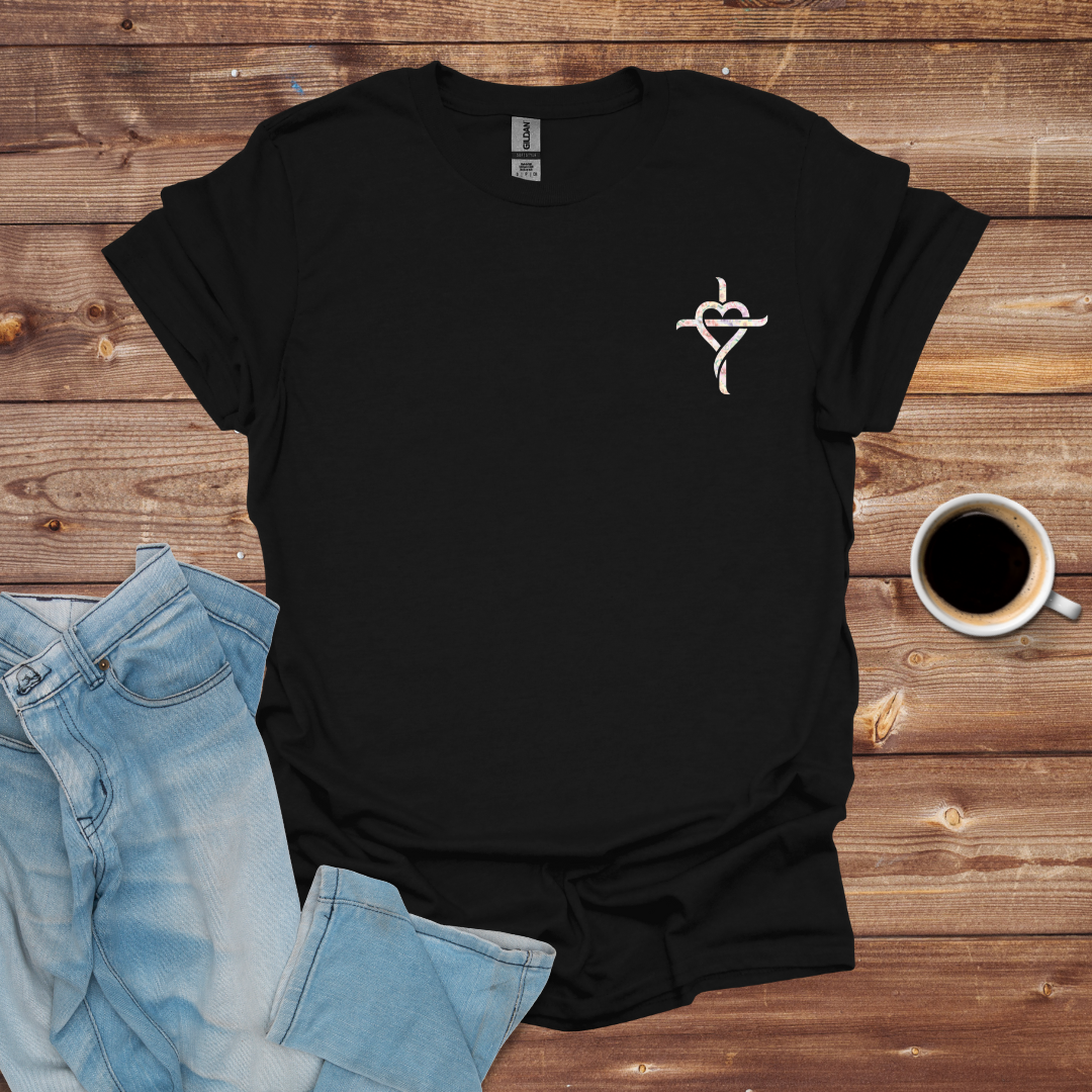 Floral Heart Cross T-Shirt