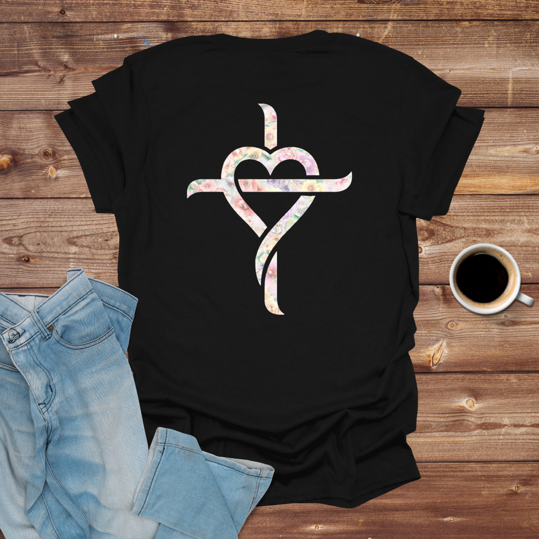 Floral Heart Cross T-Shirt