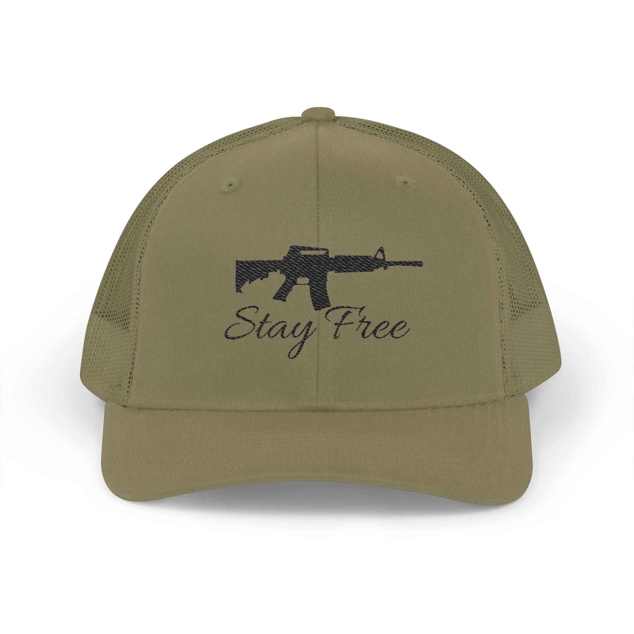 Embroidered 'Stay Free' Rifle Trucker Cap
