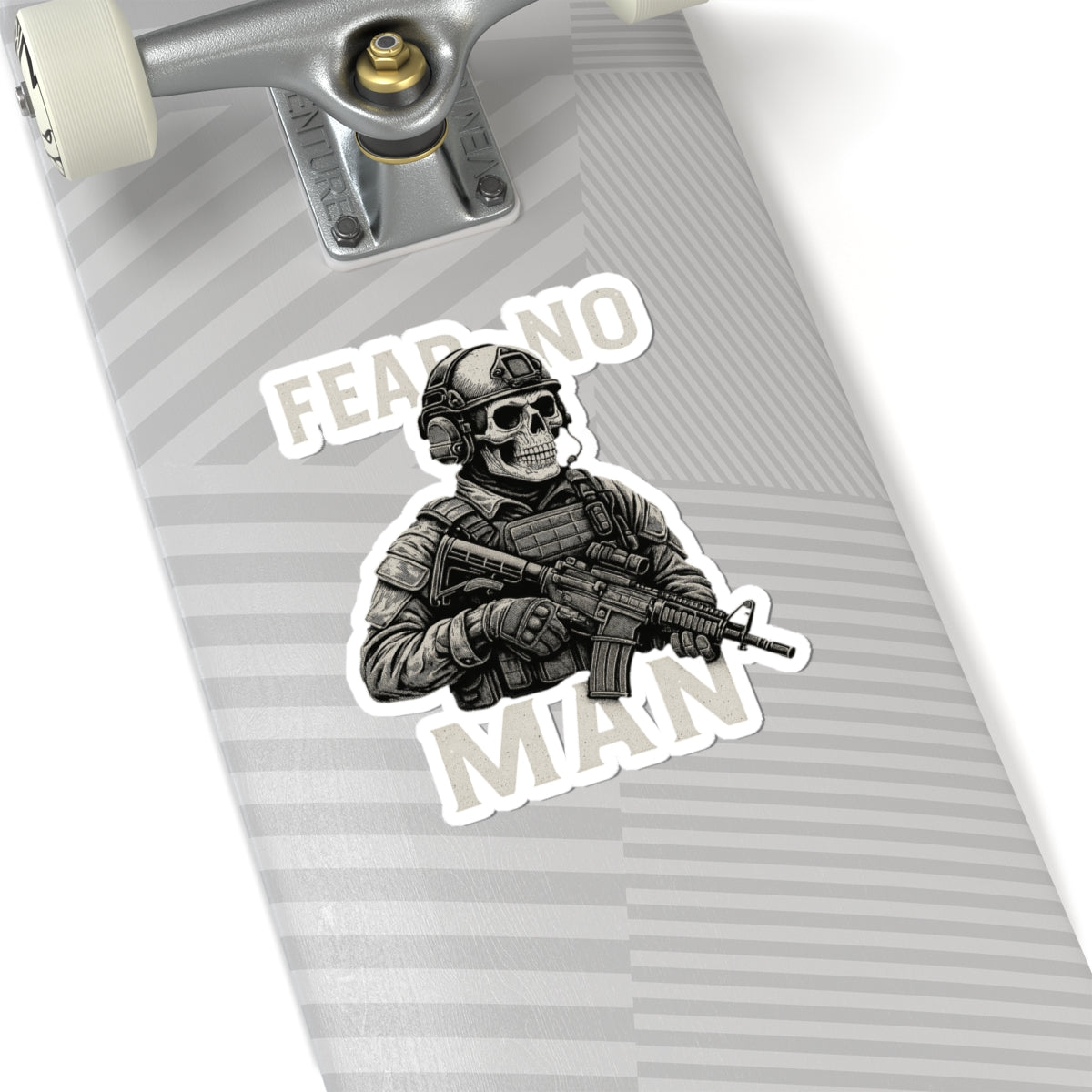 Fear No Man Skull Soldier Sticker — Tactical Kiss-Cut Laptop Decal