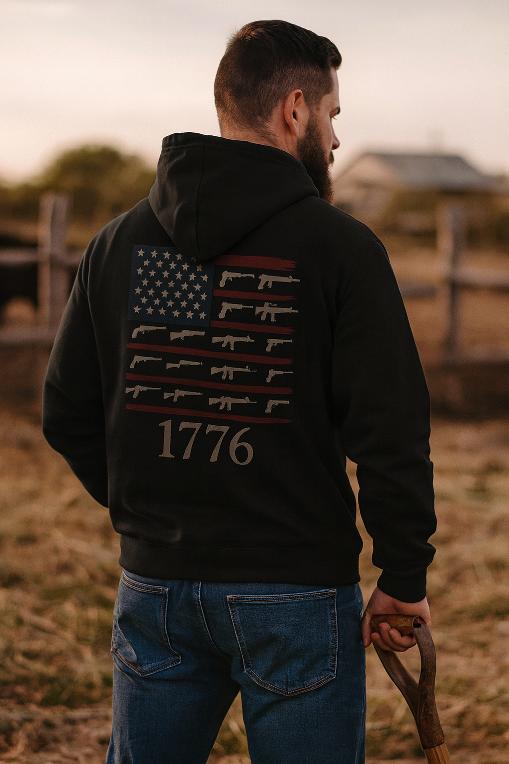 1776 Rifle Flag Hoodie