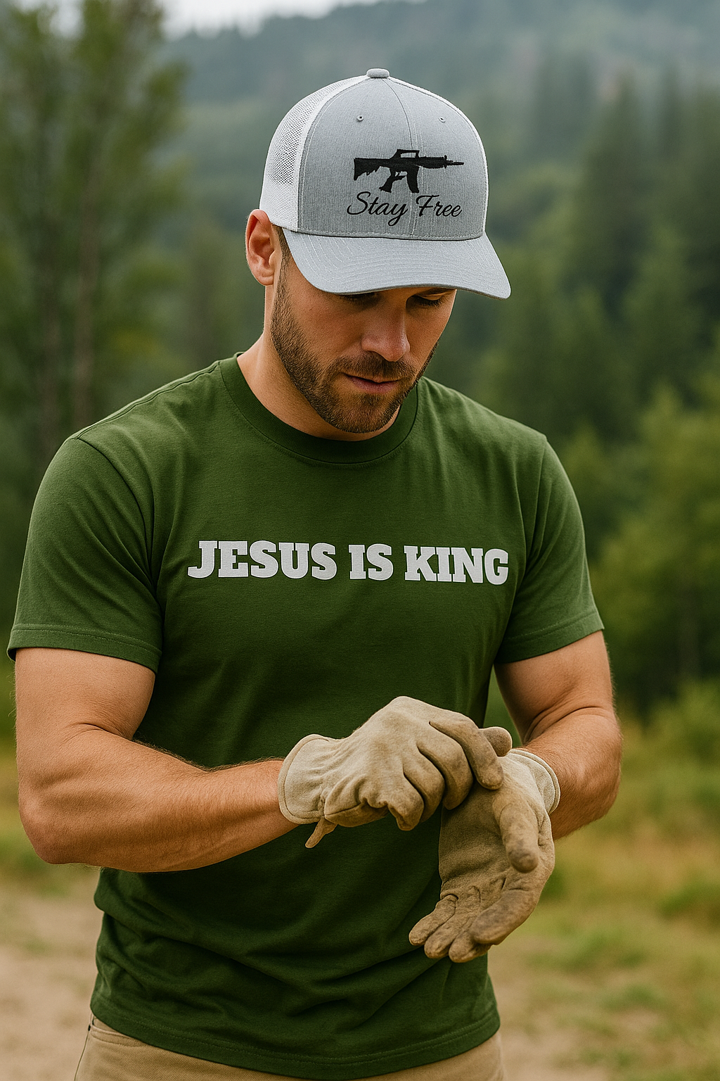 'Stay Free' Rifle Trucker Cap