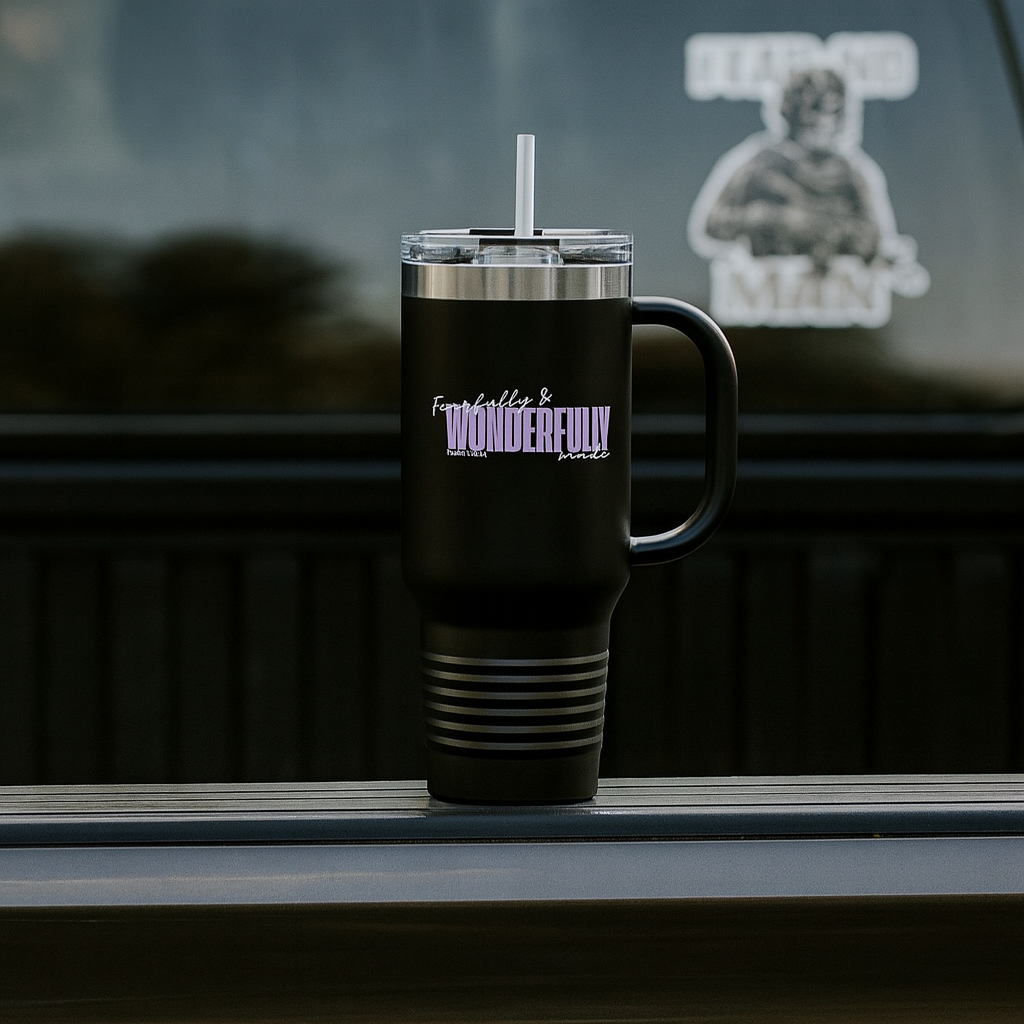 40oz Insulated  'Wonderfully' Stainless Tumbler with Straw