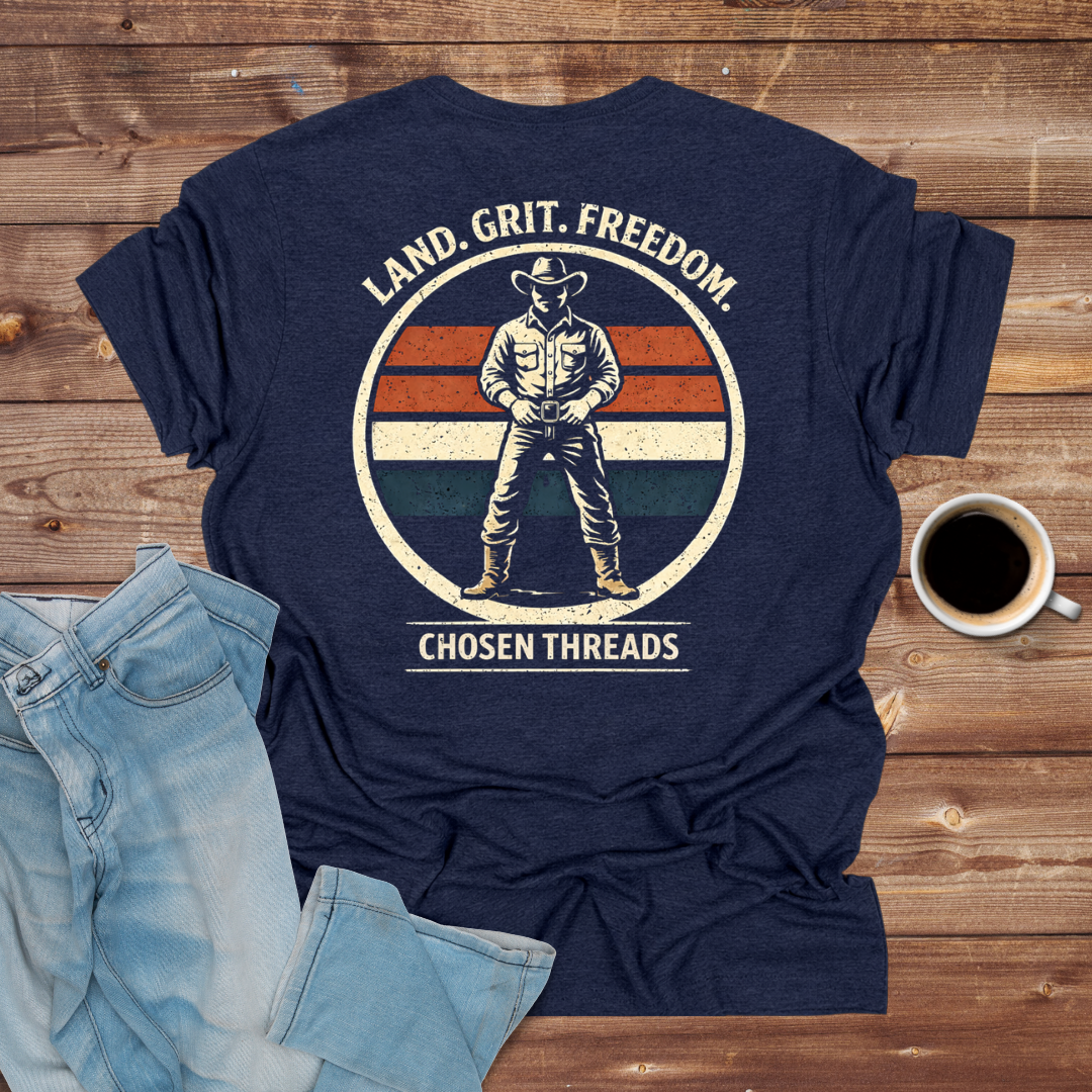 Land. Grit. Freedom. Cowboy T-Shirt