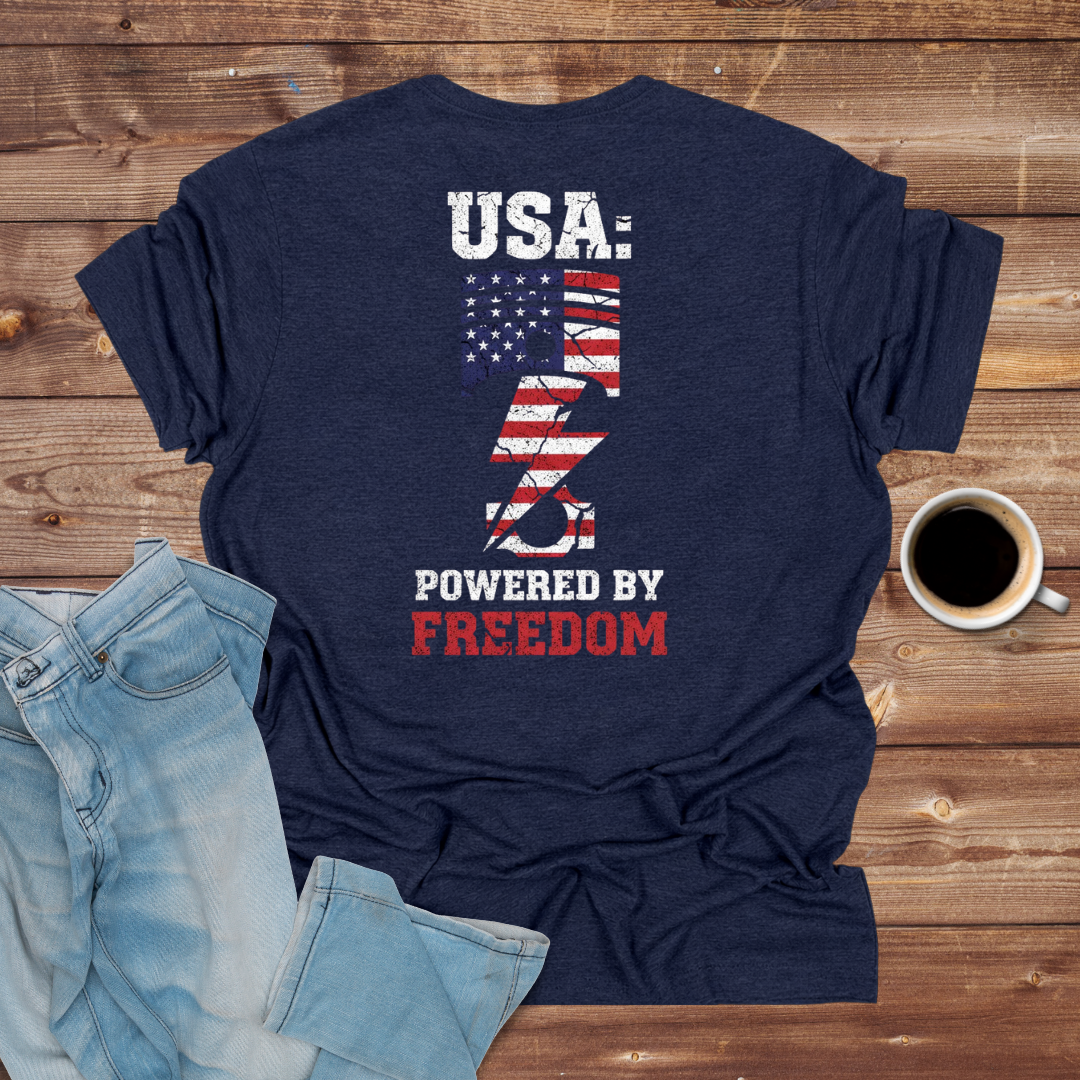 USA Flag "Powered by Freedom" T-Shirt