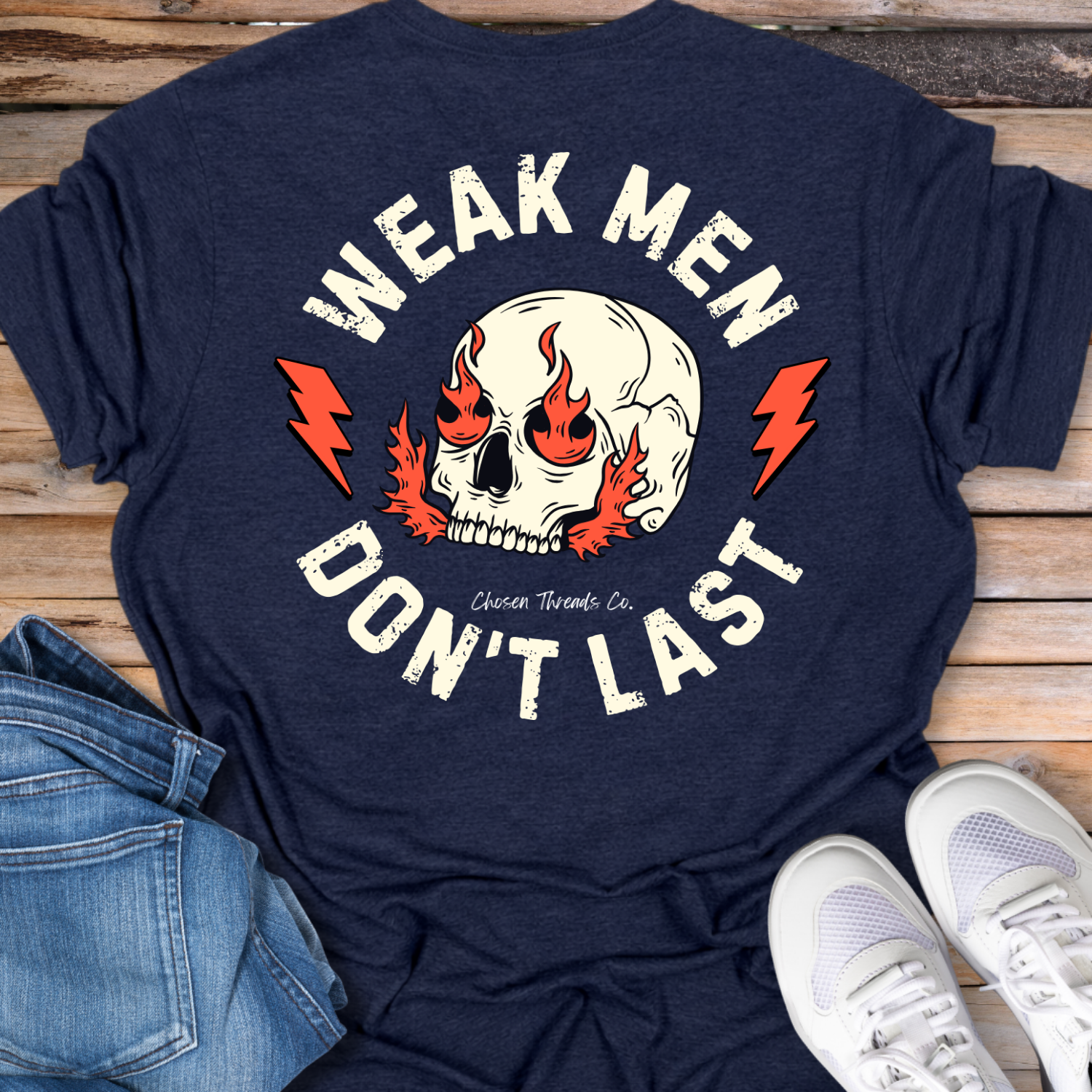 Weak Men Don't Last Skull Flame T-Shirt
